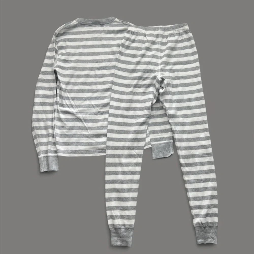 Hanna Andersson Adult Women’s Gray + White Striped Long John Pajama Set Size XS - Picture 3 of 6